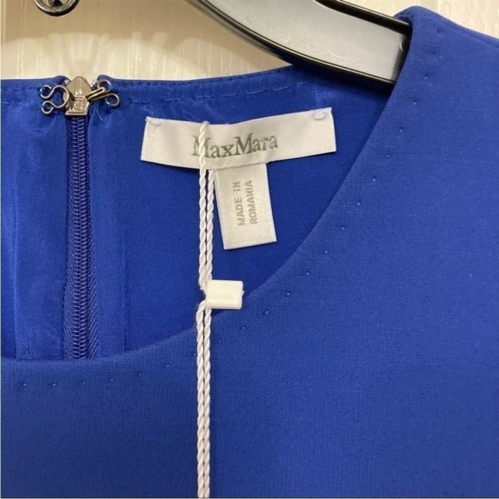 MAX MARA Giara Sleeveless A-Line Stretch-Crepe Dress in Royal Blue Size 14 - Picture 5 of 15